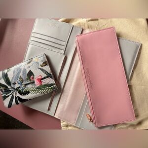 Ted Baker White Floral Passport Wallet with Pink & purple Interior